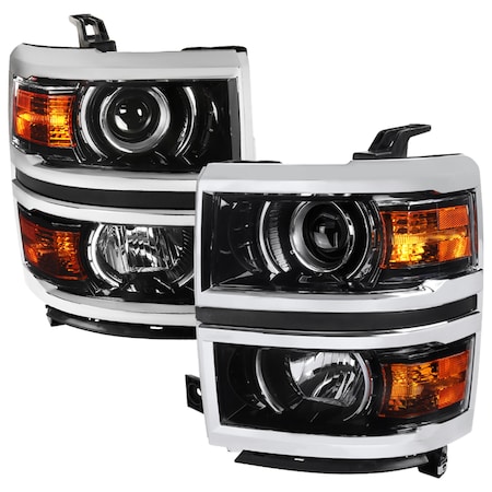 Spec-D Tuning Chevrolet Silverado Projector Headlights 2014-2015 2LHP-SIV14BK-C-GO